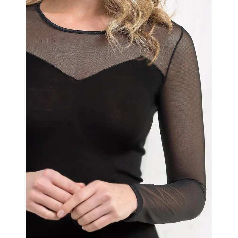 Body En Laine Et Soie Manches Longues Tullées 4 Body En Laine Et Soie Manches Longues Tullées – Image 2