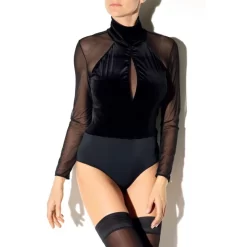 Body Girardi Emilie Col Montant Trompe L'oeil Velours