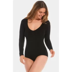 Body Manches Longues Col Rond Bambou -Meilleur Lingerie Magasin body manches longues col rond bambou 2