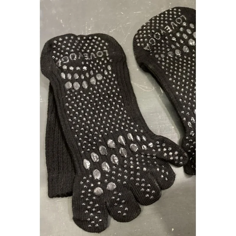 Chaussettes 5 Doigts Cotes Noires Love Yoga 3 Chaussettes 5 Doigts Cotes Noires Love Yoga