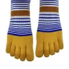Chaussettes 5 Doigts Moutarde Multi Rayures Bleues -Meilleur Lingerie Magasin chaussettes 5 doigts moutarde multi rayures bleues