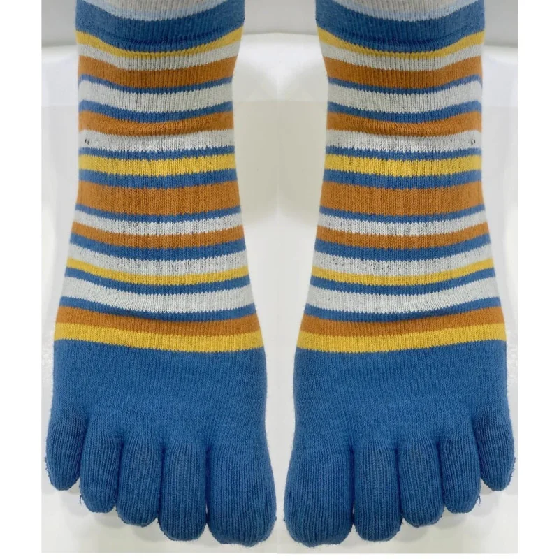Chaussettes 5 Doigts Multi Rayures Bleu 3 Chaussettes 5 Doigts Multi Rayures Bleu
