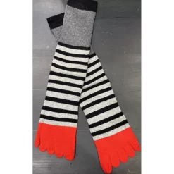 Chaussettes 5 Doigts Multi Rayures Noires Grises -Meilleur Lingerie Magasin chaussettes 5 doigts multi rayures noires grises 1