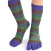Chaussettes 5 Doigts Rayures Brun Vert -Meilleur Lingerie Magasin chaussettes 5 doigts rayures brun vert