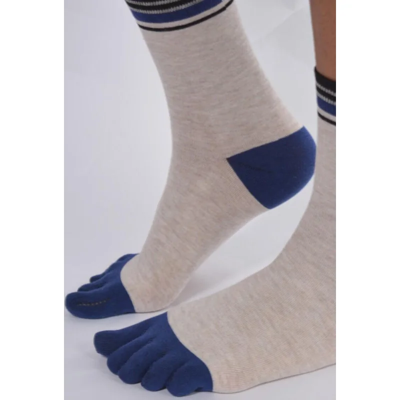 Chaussettes Beige 5 Doigts Bleus 4 Chaussettes Beige 5 Doigts Bleus – Image 2