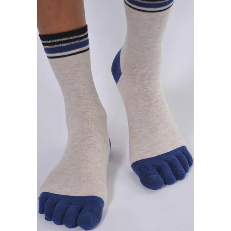 Chaussettes Beige 5 Doigts Bleus 5 Chaussettes Beige 5 Doigts Bleus – Image 3