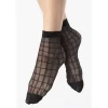 Fiore Chaussettes Fines Noires à Carreaux Chics Lurex -Meilleur Lingerie Magasin chaussettes fines noires a carreaux chics lurex