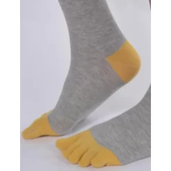 Chaussettes Grises 5 Doigts Jaunes -Meilleur Lingerie Magasin chaussettes grises 5 doigts jaunes 1 2