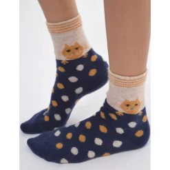 Chaussettes Laine Angora Pois Et Chat -Meilleur Lingerie Magasin chaussettes laine angora pois et chat 2