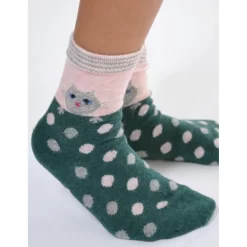 Chaussettes Laine Angora Pois Et Chat -Meilleur Lingerie Magasin chaussettes laine angora pois et chat 4