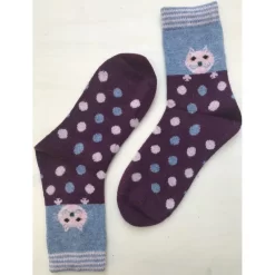 Chaussettes Laine Angora Pois Et Chat -Meilleur Lingerie Magasin chaussettes laine angora pois et chat 6