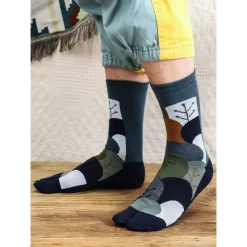 Chaussettes Tabis Coton Feuilles Psyché Pétrole -Meilleur Lingerie Magasin chaussettes tabis coton feuilles psyche petrole 2