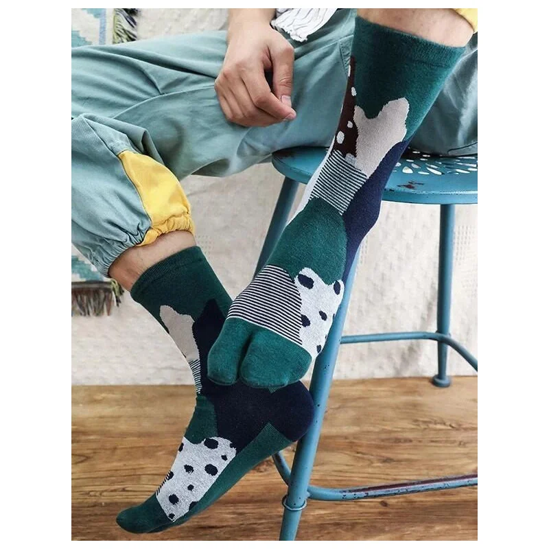 Chaussettes Tabis Coton Pois Et Rayures Psychédélique Pétrole 3 Chaussettes Tabis Coton Pois Et Rayures Psychédélique Pétrole