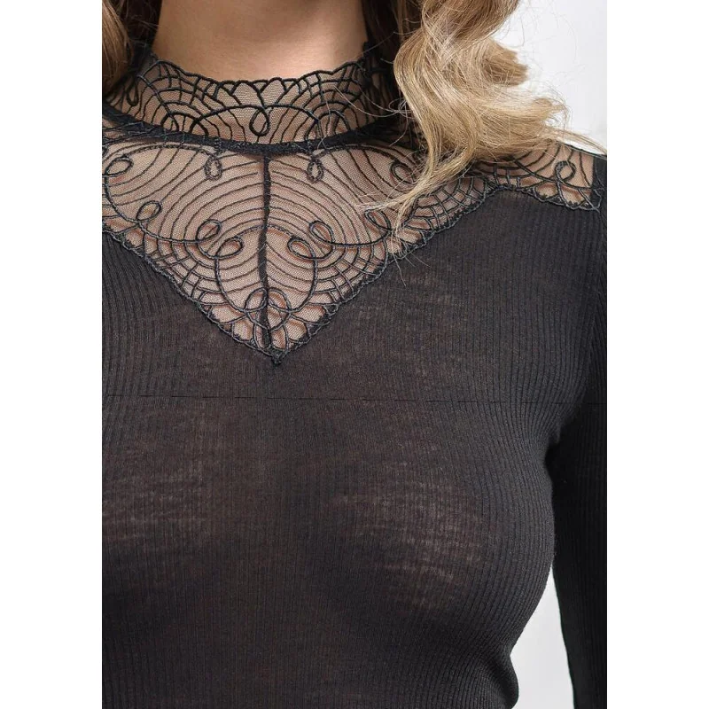 Chemise Laine Et Soie Col Mao Dentelle 4 Chemise Laine Et Soie Col Mao Dentelle – Image 2