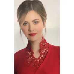 Chemise LAine Et Soie Col V Dentelle Crochet -Meilleur Lingerie Magasin chemise laine et soie col v dentelle crochet 3