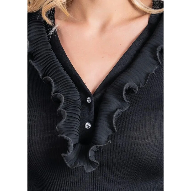 Chemise Moretta Laine Et Soie Col V Strass Voilette 4 Chemise Moretta Laine Et Soie Col V Strass Voilette – Image 2