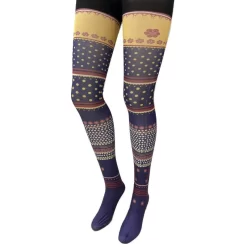 Collant à Fleurs Et Pois Violet Imprimé
