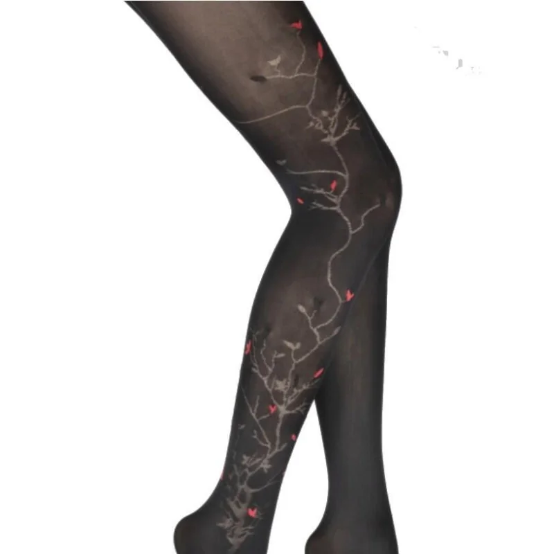 Collant Berthe Aux Grands Pieds Arbre Oiseaux Fleurs Rouges 3 Collant Berthe Aux Grands Pieds Arbre Oiseaux Fleurs Rouges