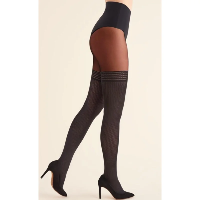 Collant Cuissarde Trompe L Oeil Torsadé 4 Collant Cuissarde Trompe L Oeil Torsadé – Image 2