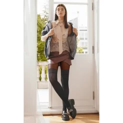 Collant Cuissarde Trompe L Oeil Torsadé