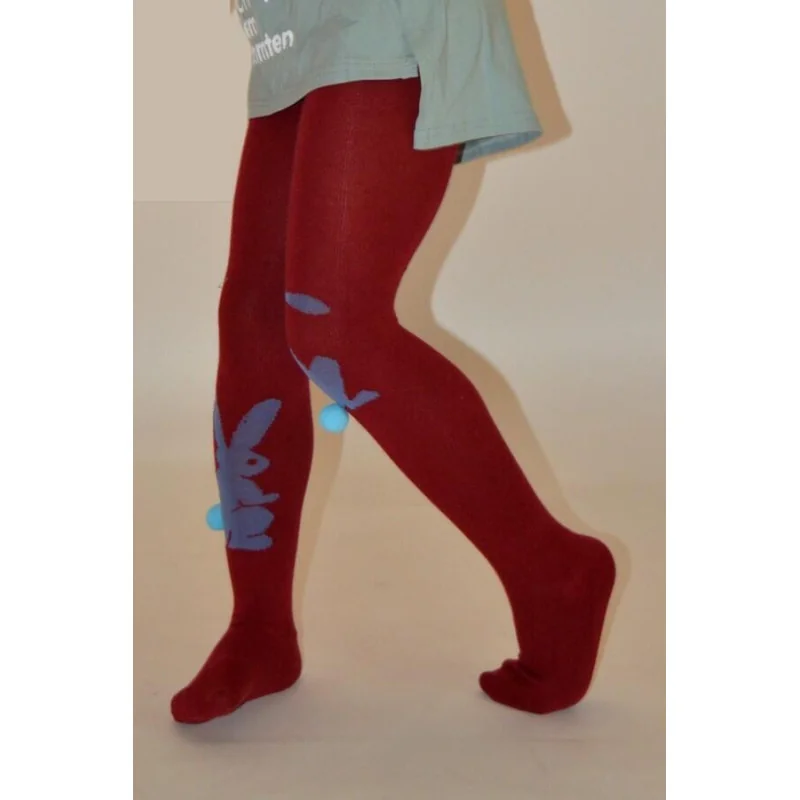 Collant Enfant Coton Petit Lapin Bordeaux 5 Collant Enfant Coton Petit Lapin Bordeaux – Image 3