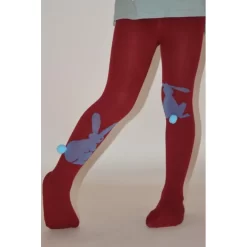 Collant Enfant Coton Petit Lapin Bordeaux