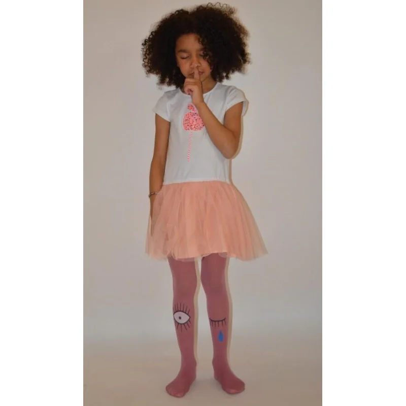Collant Enfant Oeil Qui Rit Qui Pleure Rose 4 Collant Enfant Oeil Qui Rit Qui Pleure Rose – Image 2