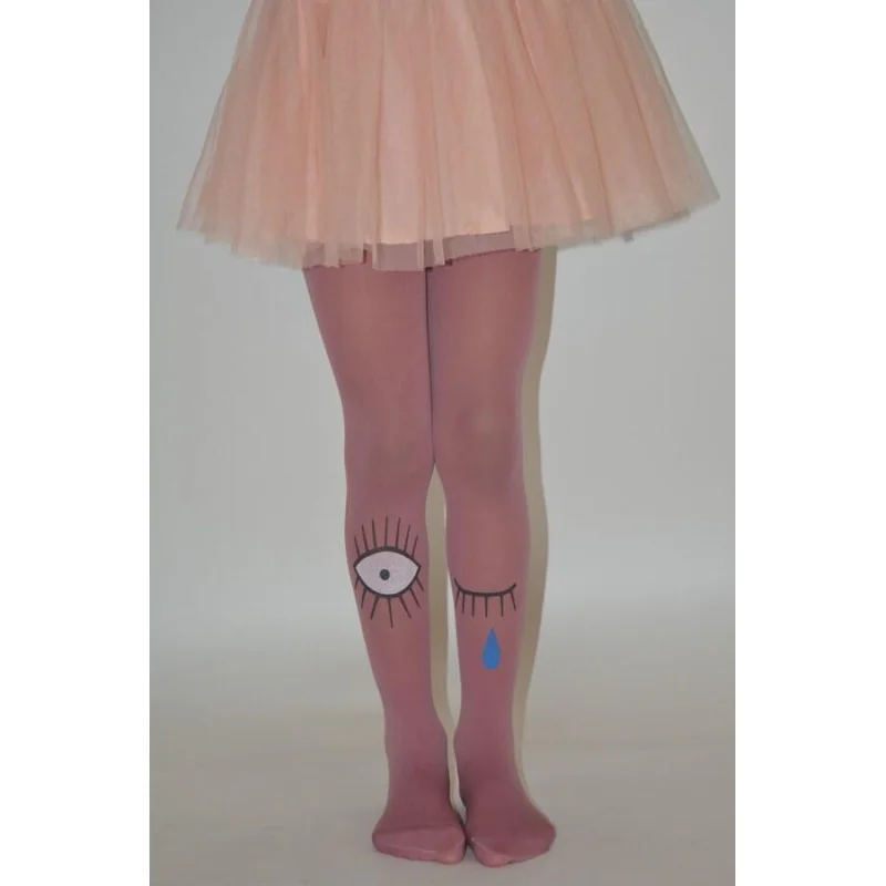 Collant Enfant Oeil Qui Rit Qui Pleure Rose 3 Collant Enfant Oeil Qui Rit Qui Pleure Rose