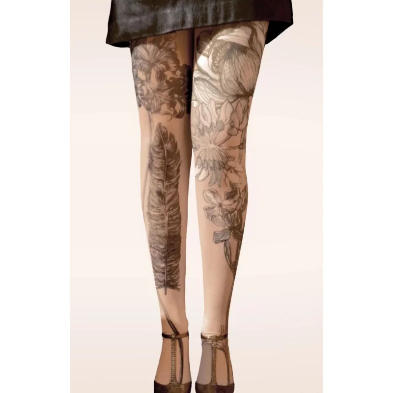 Collant Imprimé Plumes De Jour Marieantoilette 3 Collant Imprimé Plumes De Jour Marieantoilette