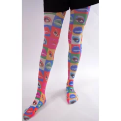 Collant Ludique Imprimé Délire Yeux Et Bouches Wahrol