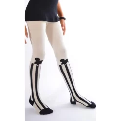 Collant Rayures Souris Blanche Coton Profil