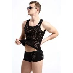 Débardeur Homme Tattoo Floral Tommy Dooyao -Meilleur Lingerie Magasin debardeur homme tattoo floral tommy dooyao 3