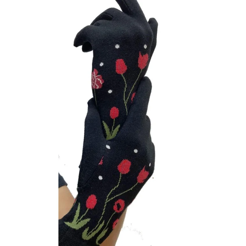 Gants Berthe Aux Grands Pieds Fleurs Sauvages Rouges 4 Gants Berthe Aux Grands Pieds Fleurs Sauvages Rouges – Image 2
