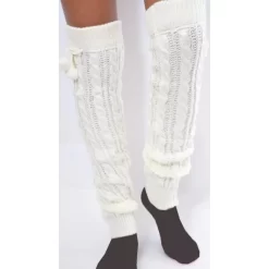 Guêtres Hiver Laine àPompom Ivoire -Meilleur Lingerie Magasin guetres hiver laine apompom ivoire 2