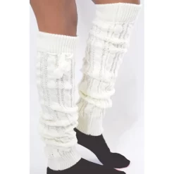 Guêtres Hiver Laine àPompom Ivoire