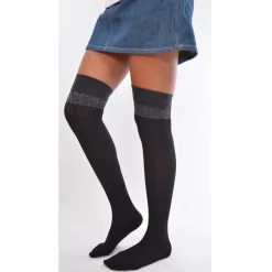 Jambière Douce Rayures Lurex -Meilleur Lingerie Magasin jambiere douce rayures lurex 2