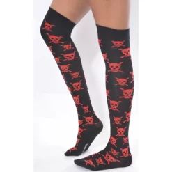 JAmbières Noires Têtes De Morts Rouges -Meilleur Lingerie Magasin jambieres noires tetes de morts rouges 1