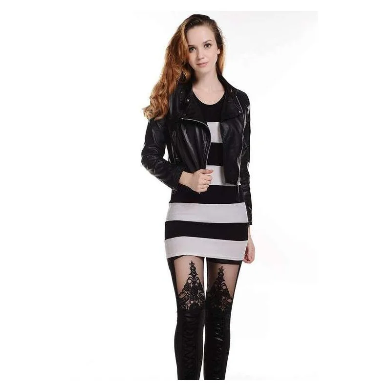 Legging Simili Cuir Et Dentelle Laçage 4 Legging Simili Cuir Et Dentelle Laçage – Image 2