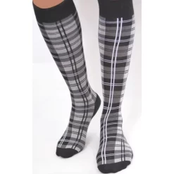 Mi Bas Carreaux Ecossais Gris -Meilleur Lingerie Magasin mi bas carreaux ecossais gris 1