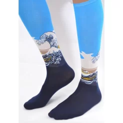 Mi Bas Estampe D'Hokusai La Vague -Meilleur Lingerie Magasin mi bas estampe d hokusai la vague 1