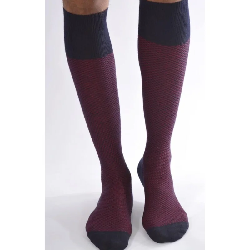 Mi Bas Laine Merinos Marine Nid D'abeille 4 Mi Bas Laine Merinos Marine Nid D'abeille – Image 2