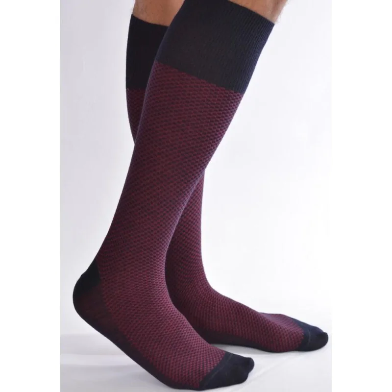 Mi Bas Laine Merinos Marine Nid D'abeille 3 Mi Bas Laine Merinos Marine Nid D'abeille