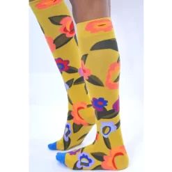 Mi Bas Moutarde Bouquet Fleuri