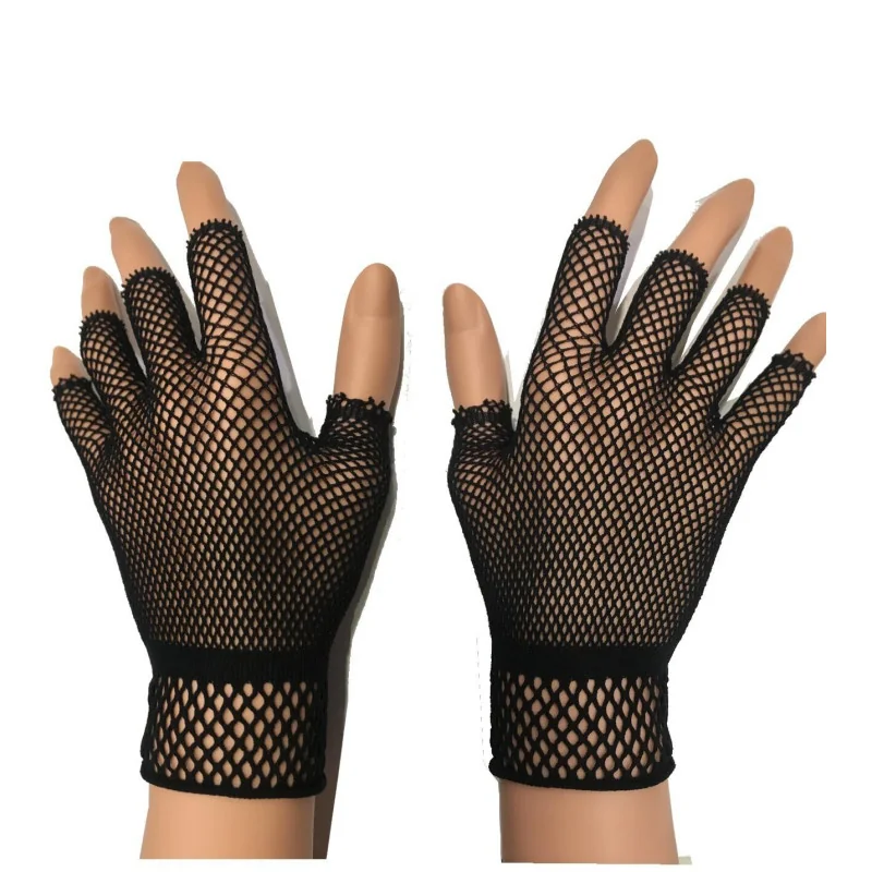 Mitaines Résille Noires Fines Courtes 4 Mitaines Résille Noires Fines Courtes – Image 2