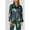 Pyjama HN Satin Imprimé Fleurs Verdies -Meilleur Lingerie Magasin pyjama hn satin imprime fleurs verdies