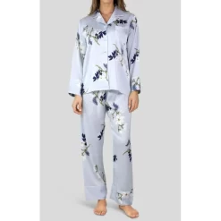 Pyjama Soyeux Gris Fleuri HN -Meilleur Lingerie Magasin pyjama soyeux gris fleuri hn 2