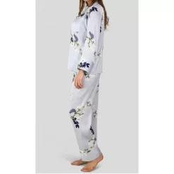 Pyjama Soyeux Gris Fleuri HN -Meilleur Lingerie Magasin pyjama soyeux gris fleuri hn 3