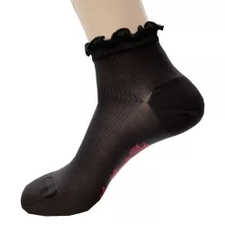 Socquette Soie Noir A Cotes Et Frou Frou Berthe Aux Grands Pieds -Meilleur Lingerie Magasin socquette soie noir a cotes et frou frou berthe aux grands pieds 1