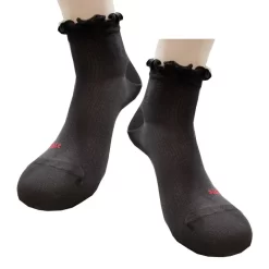 Socquette Soie Noir A Cotes Et Frou Frou Berthe Aux Grands Pieds -Meilleur Lingerie Magasin socquette soie noir a cotes et frou frou berthe aux grands pieds 2