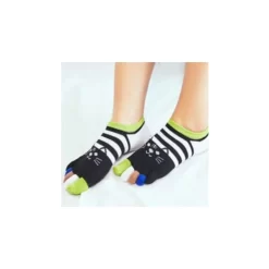 Socquettes 5 Doigts Chats Rayés -Meilleur Lingerie Magasin socquettes 5 doigts chats rayes 1